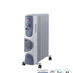 רדיאטור חימום טורבו 11 צלעות, כולל מתקן אידוי מים - HUG TURBO - בצבע קרם/אפור - MATRIX - MX-11F-3000W-WH-TURBO - IP20 - 3000W