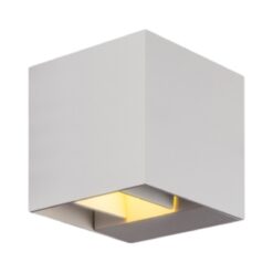 צמוד קיר - אפ-דאון - סדרת קיוב, מרובע, גוף לבן - EUROLUX - WL-400WH/WW - IP65 - 870Lm/2900K - 2X6W