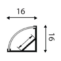 פרופיל תאורה זוויתי | על הטיח | 12W/M | 16X16mm | שחור | לא כולל ספק | 1 מטר (6M) | TheLux | P1616