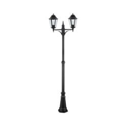 עמוד תאורה כפול | 220cm | TOLEDO | שחור | ‏OMEGA | OM-TOLX2-2.0-BK | IP44 | E27 X2 | 100W Max X2