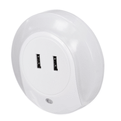 מנורת לילה חכמה - טבעת עם חיישן אור +EUROLUX - LNL-08/CW - 10.2W IN CHARG - 4000K - 2.1A - 2XUSB