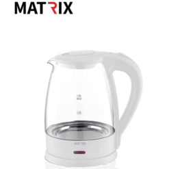 קומקום חשמלי זכוכית, לבן, דגם: צ'ארלסטון - MATRIX - MX-CHRL-WH - 1800W 1.8L